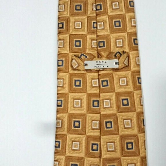 Enro Platinum Gold Block Silk Tie 3.5 in x 60 in G - Picture 3 of 3